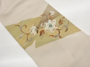 綴れ三角に花唐草模様織出し名古屋帯